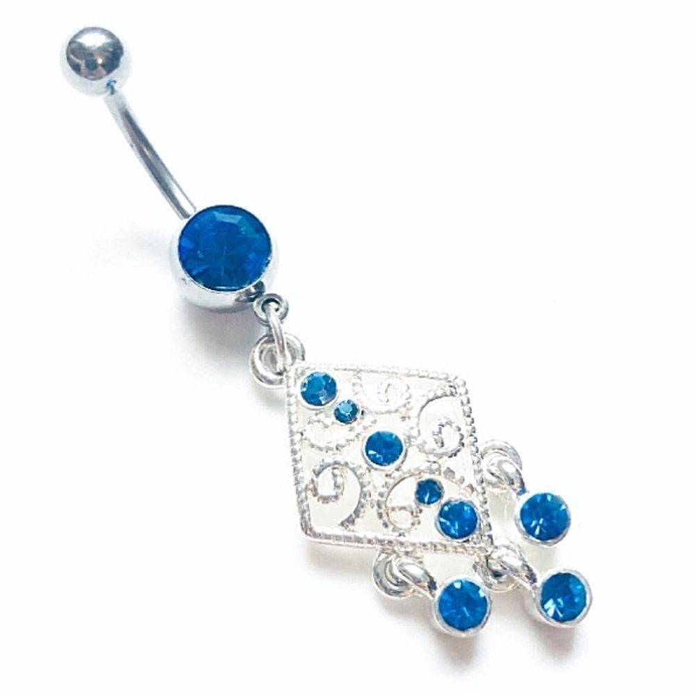 🎁 3/$20 Grecian Dangle Belly Button Ring 14 Gauge Pink Stainless Navel Piercing